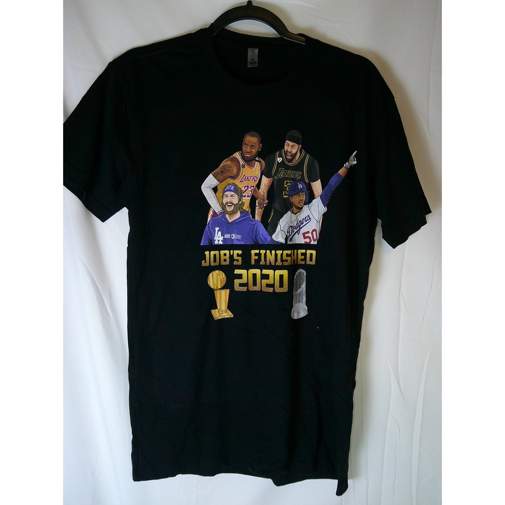 Rare Mens Los Angeles 2020 Championship Jobs Finished Tee Lakers Dodgers Black M